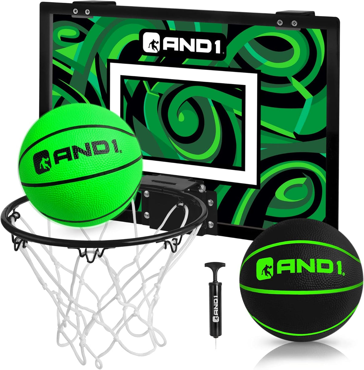 AND1 Over the Door Mini Basketball Hoop: 18x12 Shatterproof Backboard