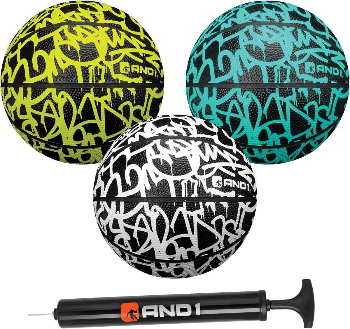 AND1 Mini Basketball 3 Pack Set for Kids: Size 3 (7 inches)