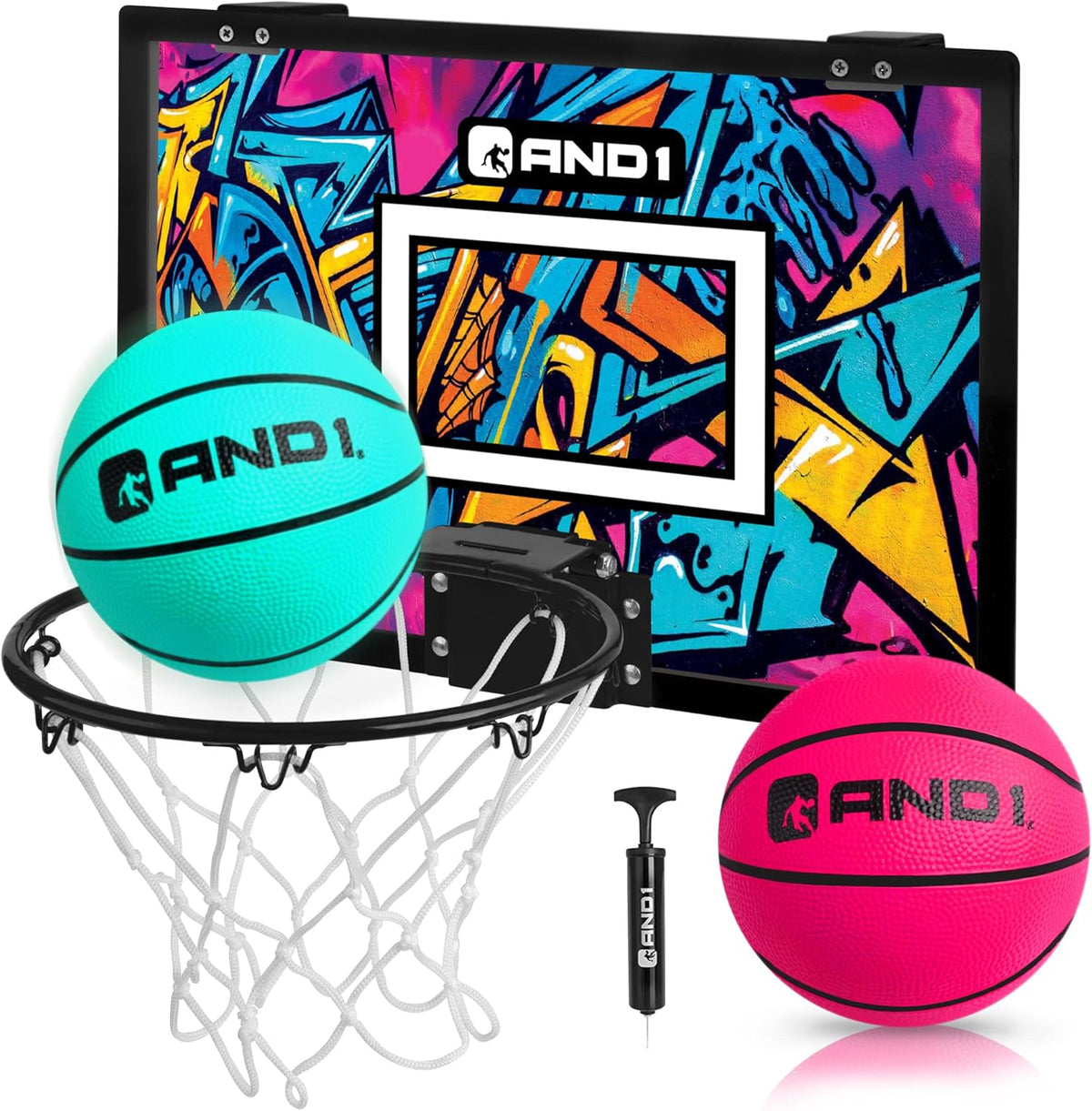 AND1 Over the Door Mini Basketball Hoop: 18x12 Shatterproof Backboard