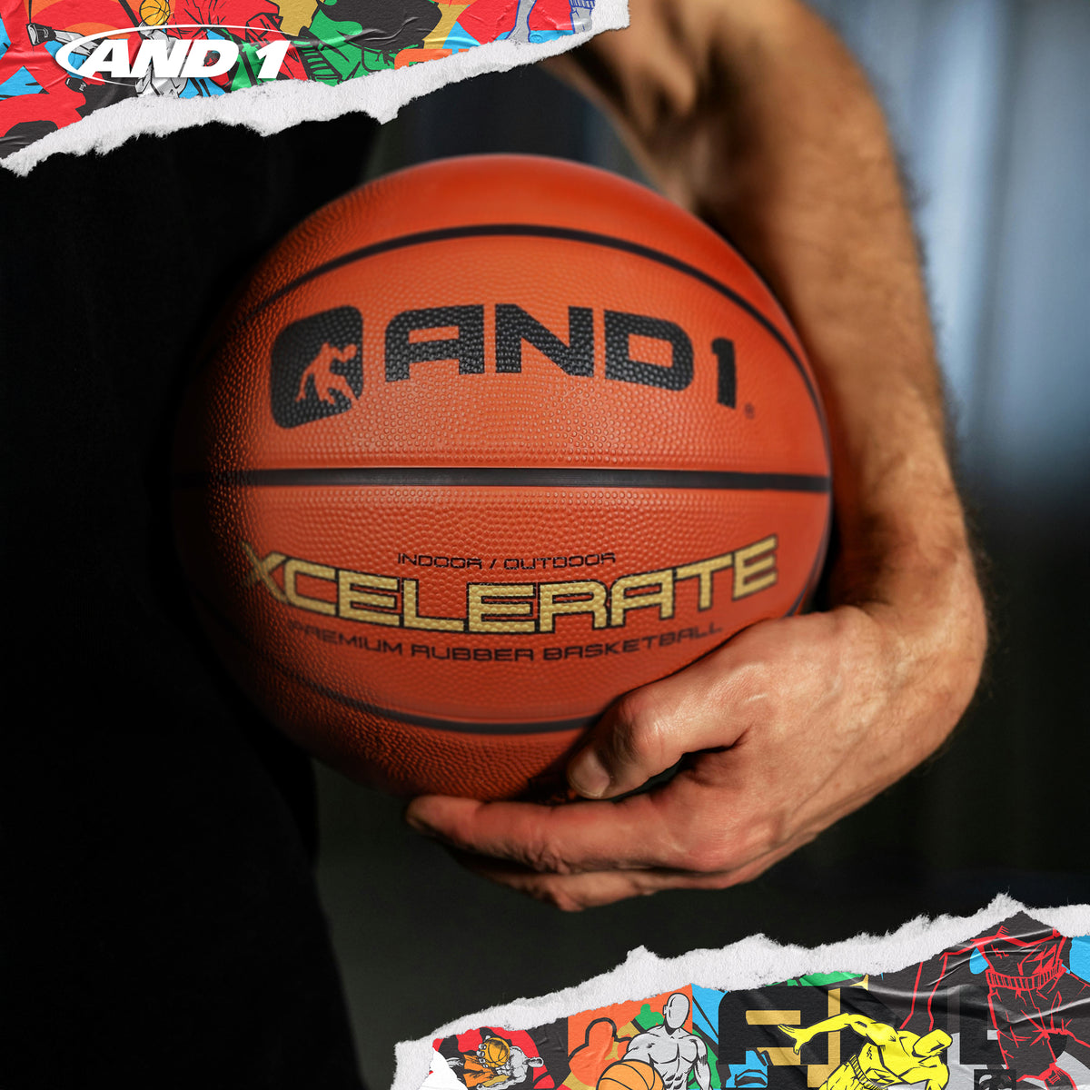 AND1 Xcelerate Rubber Basketball: Official Regulation Size 7 (29.5 inches)