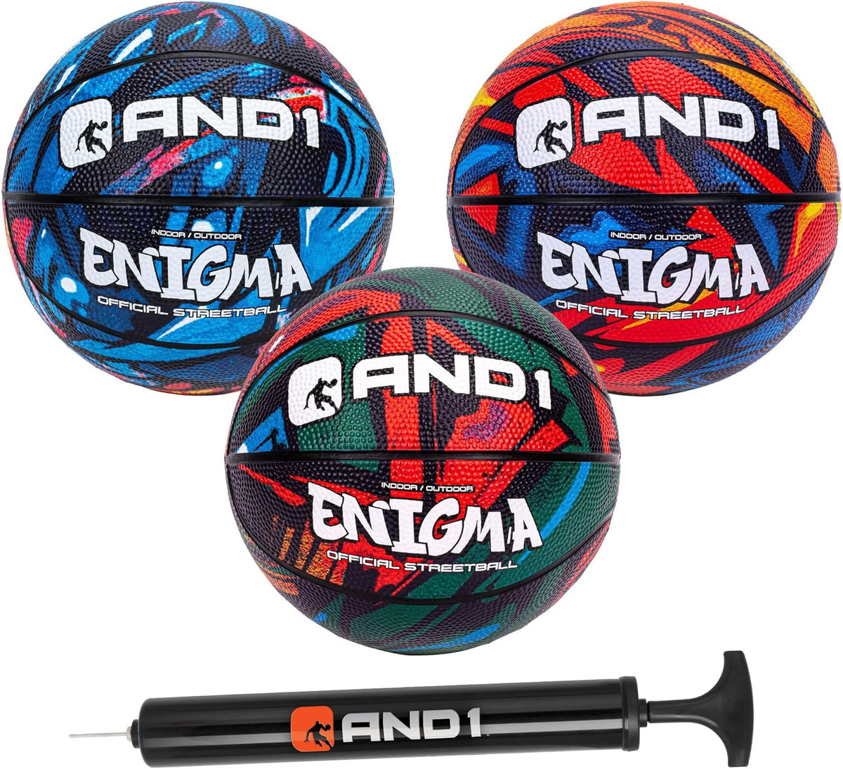 AND1 Mini Basketball 3 Pack Set for Kids: Size 3 (7 inches)
